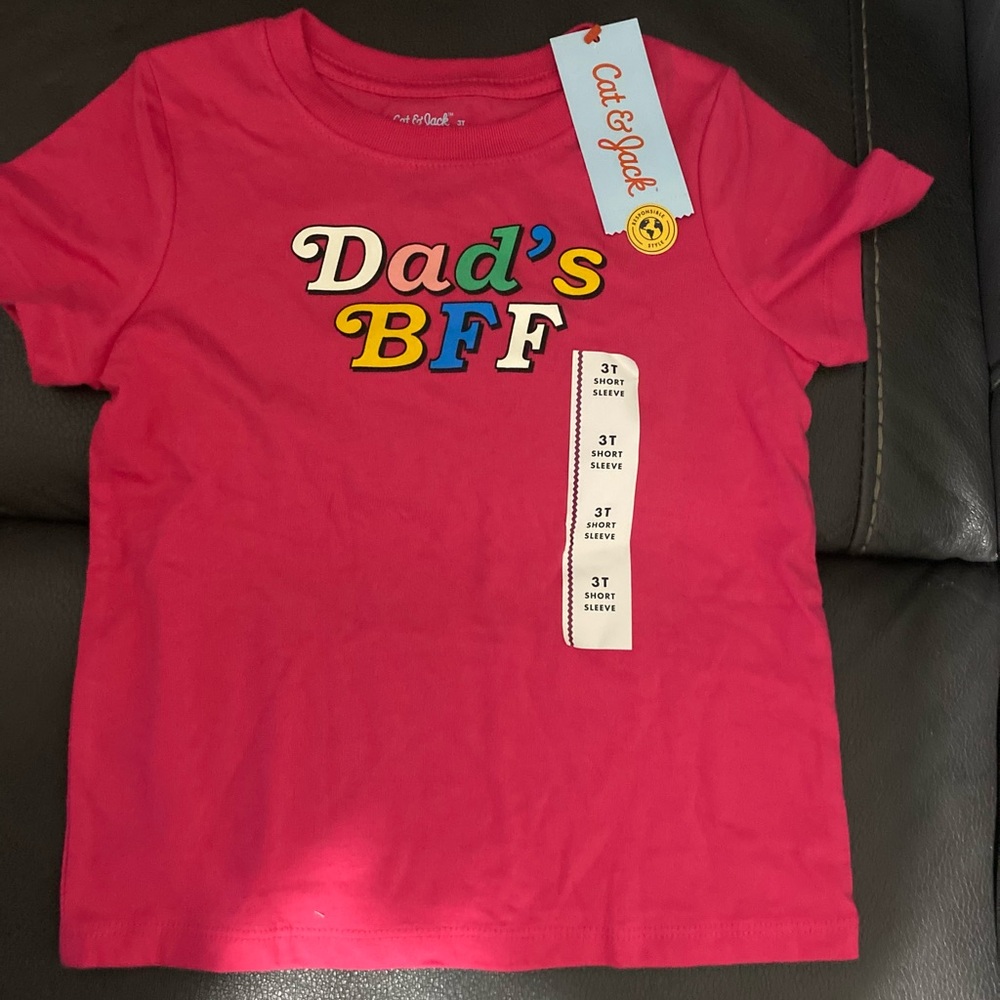 Cat & Jack Pink Tee with Colorful 'Dad's BFF' Print